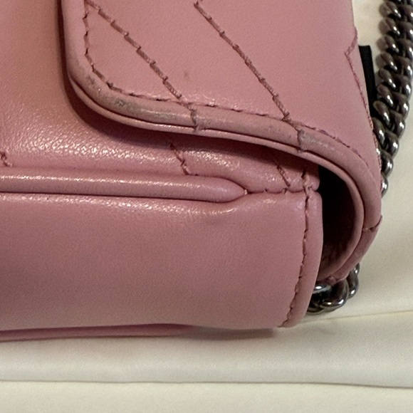 Gucci GG Marmont Super Mini Leather Crossbody In Pink/ Silver - Picture 15 of 16